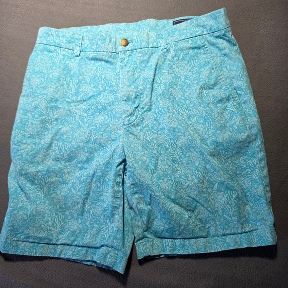 Vineyard Vines Other - Vineyard Vines Mens Sea Turtle Coral Print Breaker Shorts Blue White Size 34